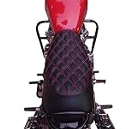 Sahara Seats Compatible with Interceptor650 Design Leatherette Seat Cover with Added Cushion (Black with Red)-image-69