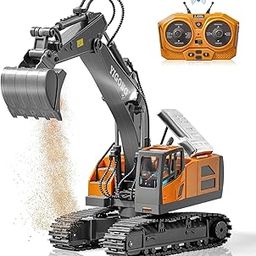 TOYDXXA Remote Control Excavator Toy 11 Channel RC Excavator Truck Toys 1/20 Scale 2.4Ghz Construction Vehicles with Metal Shovel 680° Rotation Lights and Sounds for Kids-Multicolor.-image-16