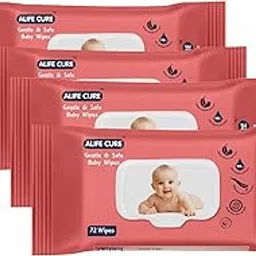 Alife Cure Gentle Baby Wipes With Lid, 72 Wipes, 98% Water, pH Balanced, Paraben Free, Pack of 4-picture-19