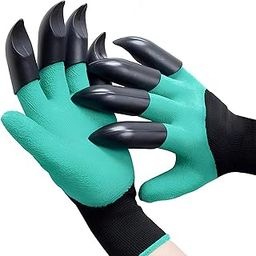 Garden Gloves with Claws Includes 8 ABS Plastic Fingertips Claws for Left and Right Hands - Quick and Easy Digging Without Tools - Universal Size (Teal, 1 Pair)-23