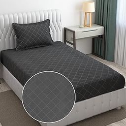 Fresh From Loom Microfiber Single Bed bedsheet - Hypoallergenic Wrinkle Free Bed Sheets with 1 Pillow Covers (Barfi Design, 60 x 90 Inches | Grey)-image-90