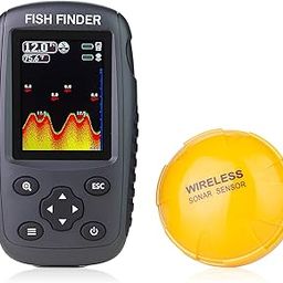 Portable Rechargeable Fish Finder Wireless Sonar Sensor Fishfinder Depth Locator with Fish Size, Water Temperature, Bottom Contour, Color LCD Display-2