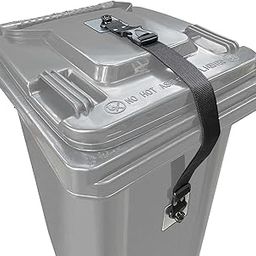 OeckuXIY 2 Pack Trash Can Lid Strap Locks, No Drill Garbage Can Latches, Adjustable Animals Proof Straps Use for Locking Outdoor Waste Bin, Recycling Container, Black-picture-9