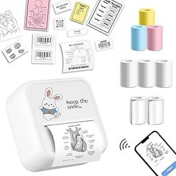 Mini Printer, Wireless Monochrome Home Printers, Thermal, Bluetooth, Portable Pocket Printer, Compatible with Android, iOS Mobile. 1 Year Warranty(Minix-White)-12