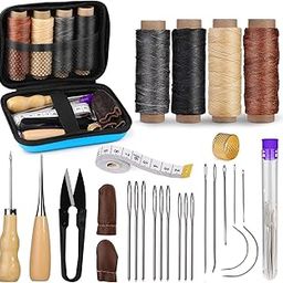 Shopping Mart Leather Sewing Kit, 27 pcs Leathr Working Tools, Designed specifically for leather repair – shoes, sofa, bags, etc. Not intended for soft clothing stitching (1 pcs)(12 x 8 cm)(Black Color)-image-33