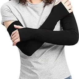 UV Protection Cooling Arm Sleeves - UPF 50 Compression Arm Sleeves for Men/Women/Students for Elbow Brace, Baseball, Basketball, Cycling Sports-Black-bike riding (Black finger)-picture-26
