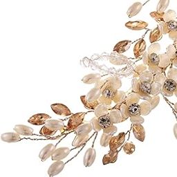 Off White Floral Pearl Embellished Hair Styling Tiara-image-45
