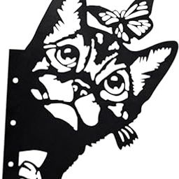 UJEAVETTE 2D Peeping Metal Art Artwork Decorative Garden Decor for Patio Entryway Lawn Cat-image-60