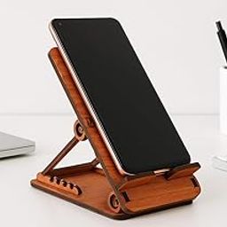 DIZEDAY Adjustable MDF Wood Phone Stand – Eco-Friendly and Foldable Mobile Stand Holder for Desk, Compatible with All Smartphones-image-18