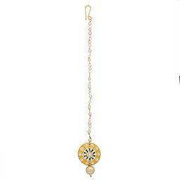 Radhesh Creation And Jewellery Small Size Gold Plated Maangtikka For Women And Girls (Yellow)-image-85