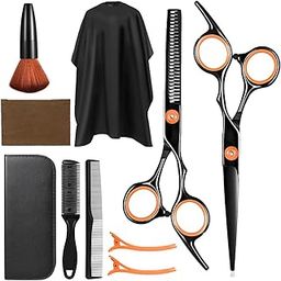 MAYCREATE®Hair Cutting Scissors Kits, Professional 10 Pcs Hair Dressing Scissors Barber Kit with Hairdressing Scissor for Men Women Adult Kids Home Hair Cut Kit at Home, with Storage Bag-19