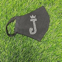 Ekdant Name Initial Premium 100% Cotton Fabric 4 Layer Bling Alphabetic Face Mask for Men, Women, Teenagers, Reusable, Unisex Washable Designer Face Mask(J)-picture-16