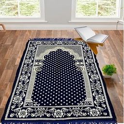 Ultra, Luxurious & Elegant Turkish Prayer Mat/Rugs, Beautiful Tasbeehs, Muslim Islamic Prayer Mat/Janamaz Mat, Chenille Look, Soft, Foldable Rugs Size 70 X 110 CM (Color-Multi 1) Set of 1-image-16