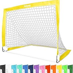 GoSports Team Tone 4 ft x 3 ft Portable Soccer Goal for Kids - Pop Up Net for Backyard - Yellow-image-70