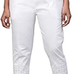 ada Womens High Rise Hand Embroidered Lucknowi Chikankari Straight Cotton Palazzo Pant Trouser A711127-picture-2