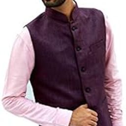 Plain Cotton Slevesless Men's Waistcoat Nehru Jacket Style 3 Colours for Party Weeding Or Formal Wear-picture-38