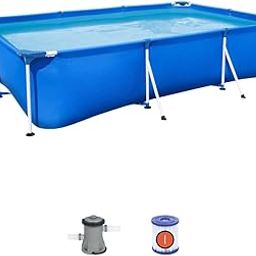 FunZone Portable Steel Frame PVC Swimming Pool Heavy Duty for Outdoor, Garden (9.10ft x 6.7ft x 2.2ft (with Filter)) (56411)-picture-25
