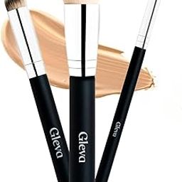 Gleva 3 Pcs Foundation Concealer Brushes Set, Under Eye Mini Angled Brush, Small Makeup Foundation Brushes Blending Liquid Cream Or Flawless Powder Cosmetics Buffing Kabuki Brushes-image-16
