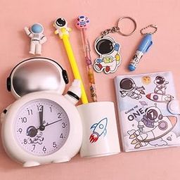 TERA 13 Space Clock for Boys | Alarm Clock for Kids (Pack of 6 Items) Space Theme Watch with Pen Stand | Pen Pencil School Stationery Items-26