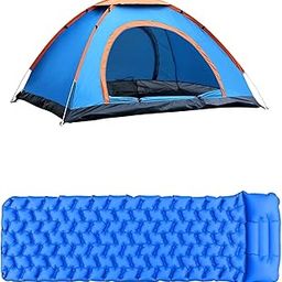 KRISHYAM 2-Person Dome Camping Tent & Ultralight Manual Air Mattress Set – Portable Waterproof Tent with Sleeping Mat & Carrying Bag for Hiking, Backpacking, Beach, and Outdoor Use (Blue)-image-62