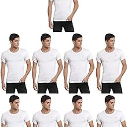 Men's Cotton Round Neck Half Sleeve Vest - Pack of 9 (Undershirt)-image-72