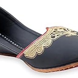 Men's Traditional Kohinoor Black Leather Punjabi Jutti Comfortable Mojari for Men (Black)-image-17