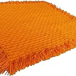 CRM TRADERS Woolen Puja Aasan Mat for Prayers - Handmade Decorative Pooja Mat 21 x 22 inch - (Yellow)-image-34