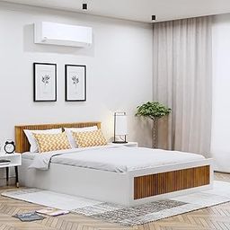 Modern Bed for Bedroom || Bed with Designer Headboard || Engineered Wood Bed with Storage (Frosty White & Giant Wood, Queen) (H- 80 CM x L- 205 CM x W- 156 CM)-image-70