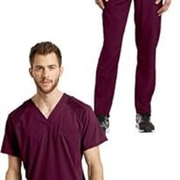 India Unisex Scrub Suit set V-Neck 3 Pocket Top and Cargo Type Trouser (38 mehroon)-image-52