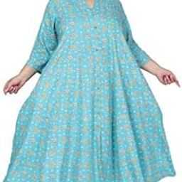 Women Pure Cotton Plus Size Floarl Printed Gown Blue-image-70
