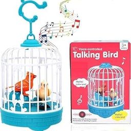 ACESQUARE Interactive Talking Bird Toy for Kids That Repeats What You Say | Singing and Chirping Bird in Hanging Cage | Fun Learning Companion for Babies and Toddlers | Educational Gift Toy-image-3