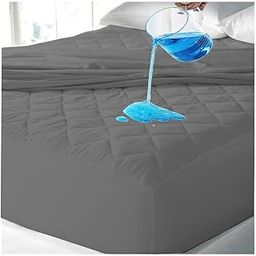 CRAZY WORLD Waterproof 100% Cotton Quilted Mattress Protector/Cover Breathable & Hypoallergenic Ultra Soft Fitted Bed Protector with Diamond Stitching Grey 72x72 150 GSM-image-45