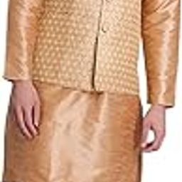 Men's Silk Blend Regular Kurta Churidar Pyjama with Bundi Nehru Jacket/Waistcoat-52