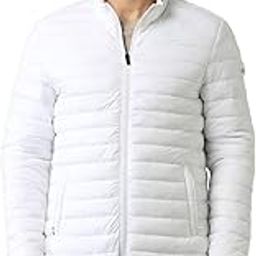 Mens White Solid Long Sleeve Polyester Classic Quilted Jacket-image-28