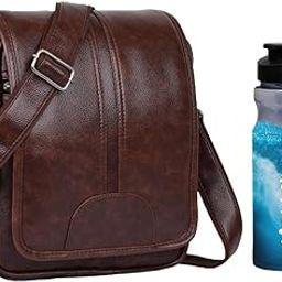 (Pack of 2) Water Bottle with Unique Side Bag One Side Shoulder Bag For Men & Women Leatherite bag Travel Bag Trendy Bag Leather Bag Office Bag-image-52