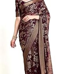 Women's Shimmer Brasso Floral Saree with Running Blouse Piece-picture-7