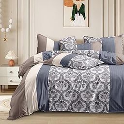 Ab Home Decor 350TC Microfiber Super Soft Comforter Set King Size Double Bed with Elastic Fitted Bedsheet 72x78x8 Inch All Around Elastic II 4 pc Elastic Fitted Bedding Comforter Set- Blue Pot-picture-19