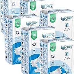 Lyfcare Open Tape Adult Diaper Medium Size (M) - 60 Units (Pack of 6) | Unisex Diapers Open Tape | Waist (63-127 cm) | Wetness Indicator, Super Absorb, 360° Protection & 0% Leakage | for Men & Women-image-86