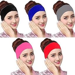 Facial Spa Headband, Adjustable Elastic Headband, Non slip Stretchable Washable Makeup Hair Band For Yoga, Sport, Bath Shower Towel Wrap Makeup Headband Pack of 5 (Multicolor)-image-23