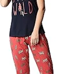 i like me Night Suit for Womens Tiger Printed Cotton Night Dress of Top and Pajama Set 9311-picture-3
