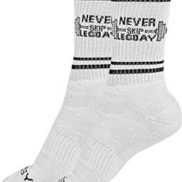 Never Skip Leg Day Athletic Crew Socks, Cotton, Arch Support With Cushioned Base For Gym And Workout, White, 1 Pair-image-87