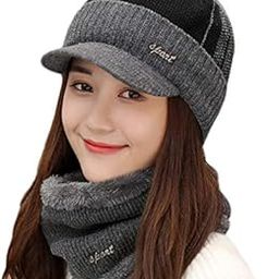 Unisex Wool, Acrylic Winter Cap With Scarf (Combined Cap_Light Brown__1_Grey_Free Size)-image-44