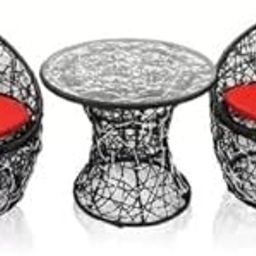ANAND INDIA GROUPS Apple 2 Chair 1 Table Patio Set with Cushion for Indoor/Outdoor ||Garden || Balcony ||Living Room Tea & Coffee Furniture for Home Dcor (Standard, red& Black-2 Chair 1 Table)-image-41