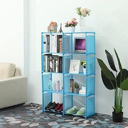 Sterling Book Shelf for Home Library, Book Stand, Book Rack for Study Room, Book Stand Shelf 8 Layer, Powder Coated, Blue Color 126 x 30 x 80 cm (Material-Metal Frame, Fabric)-image-15