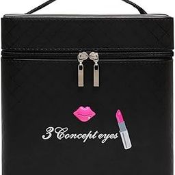 Elegant PU Leather Makeup Organizer with Mirror - Double-Sided Foldable Case for Cosmetics, Brushes, & Toiletries (Black)-image-61