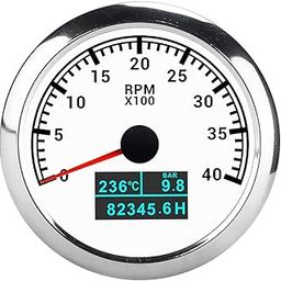 BAZPUR MART® RPM Tacho Meter, Universal Oil Pressure IP67 Multifunction Pointer Tachometer for Car for Marine for Boat(White plate)'$-12