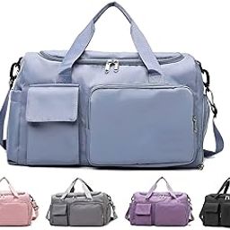44cm Water Resistant Travel Duffle Bag/Gym Bag/Sports Duffle Shoulder Bag for Men/Women with Separate Shoe/Laundry Compartment, Foldable Multipurpose Nylon Handbag Airbag Without Wheels (Multi)-image-55