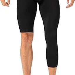 Men One Leg Leggings for Basketball Breathable Fitn Training Single Leg Tights-image-3