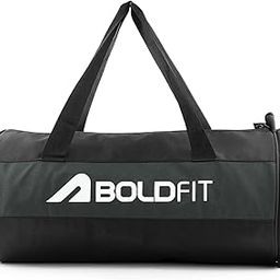 Boldfit Gym Bags for Men with Separate Shoe Compartment Unisex Duffle Bag for Carry & Travel Adjustable for Shoes Towel Duffel Sports Bag for Women & Men 20L - Black Grey-image-3