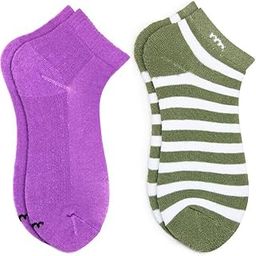 Women's 2 Pair Cotton Ankle Length Socks - Free Size (Purple,Green)-MX181-31